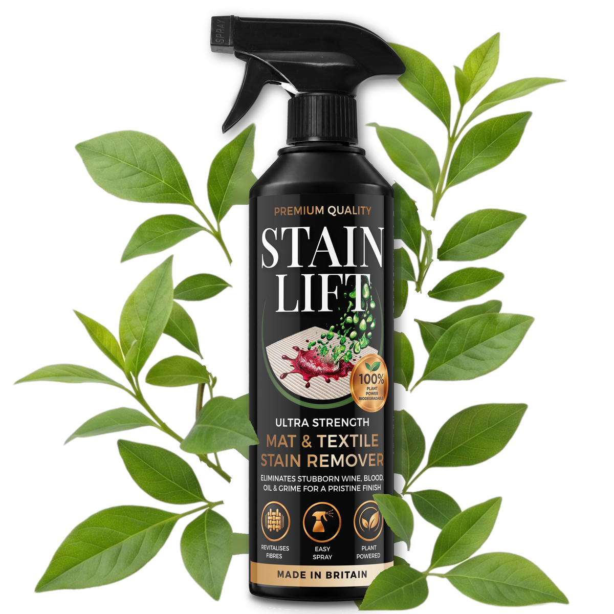 STAIN LIFT Ultra Strength Mat & Textile Stain Remover 500ml trigger spray bottle, front label